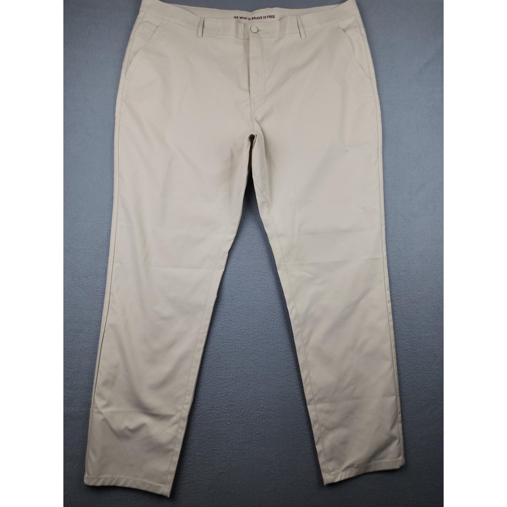 Marcus Pierce Pants Mens 41x32 Beige Microfiber Chino Stretch Casual Golf Office